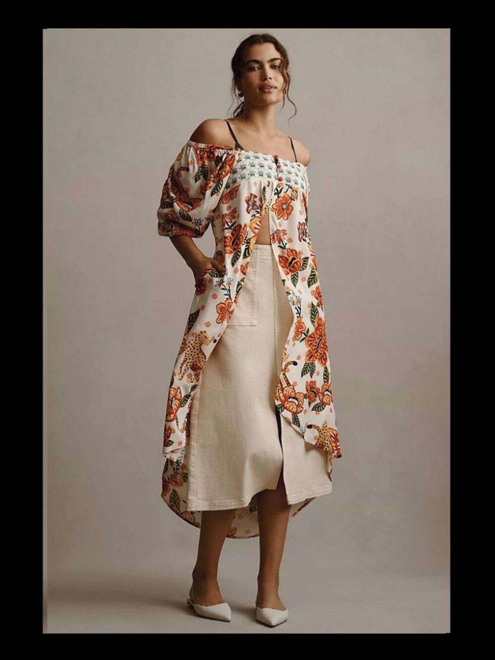 Farm Rio x Anthropologie Extreme Collar Blouse Sz M